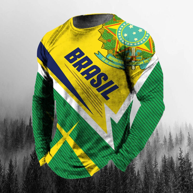 Vintage Fashion Jersey - Vintage Brazilian Flag 3D Print Autumn