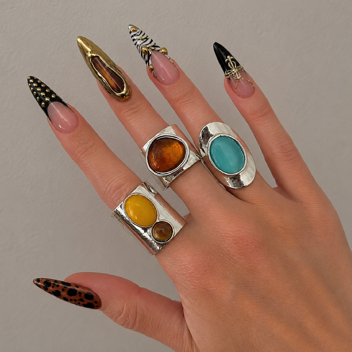 Vintage Fashion Enthusiasts - Ingemark 3 Pcs Vintage Inlaid Colorful